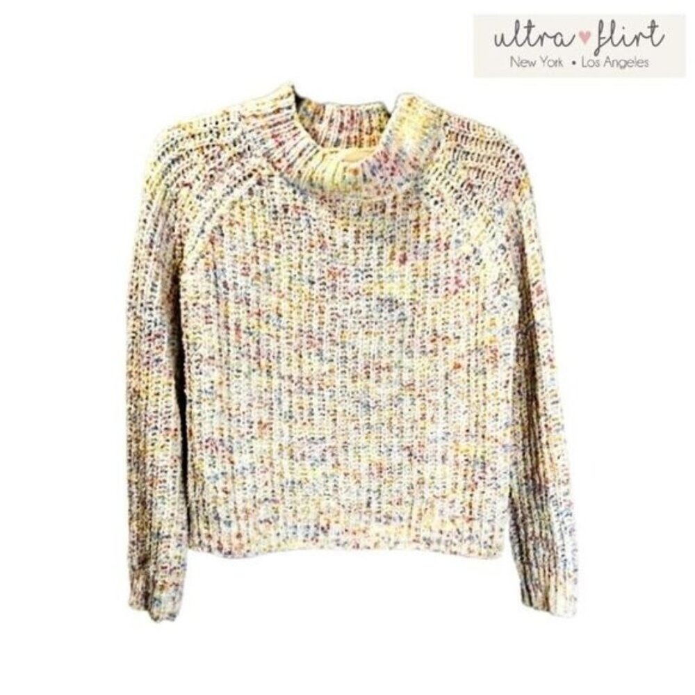 Ultra Flirt Womens Speckled‎ Textured Confetti Knit Pullover Sweater